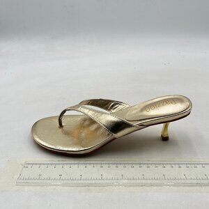Pazzion Gold Flip Flops Open Toe Low Heels Thong Sandals Casual Daily Shoe